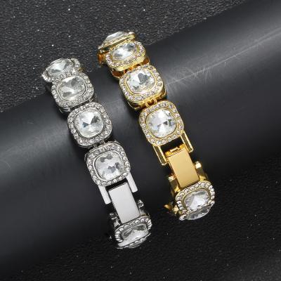 China TikTok CLASSIC Hip Hop Jewelry 13mm Men's Full Diamond Large CZ Alloy Style Bracelets for sale