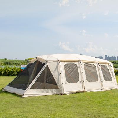 China Extended Type Extra Large Space 12-15 Person Event Canvas Shelter Outdoor Camping Rainproof Tunnel Tent for sale