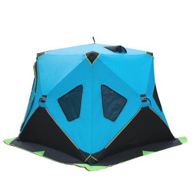 China Straight Bracing Type Thicken Cotton Quilted Winter Camping Cold Ice Cube Heavy Insulated Fishing Resist Tent For Outdoor 3-4 Person for sale