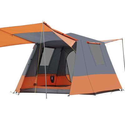 China Diagonal tying type high quality rainfly 4-6 person large outdoor camp strong rainproof Oxford beach glamping tent for sale