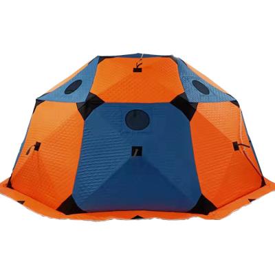 China D11mm Large Fiberglass Space Outdoor Camping 3 Layer Cotton Pitched Winter Sauna Ice Fishing Warm 5-6 Person Dome Tent for sale