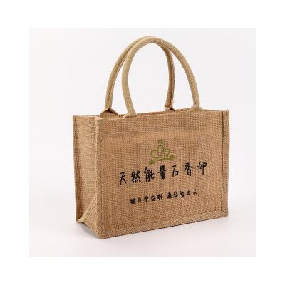 China Promotional Wholesale Reusable Grocery Women Beach Hand Tote Jute Bag for sale