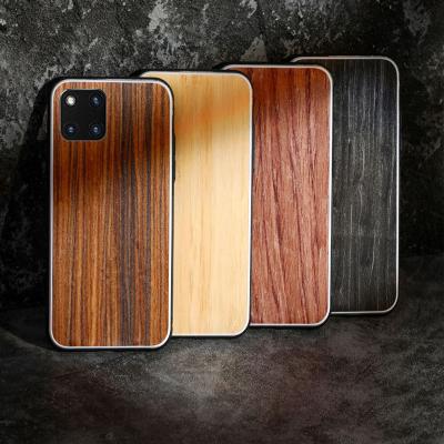 China New Design Walnut Cherry Wood Bamboo With Forged Carbon Fiber Phone Back Cover Case For iphone12wooden Cases for sale