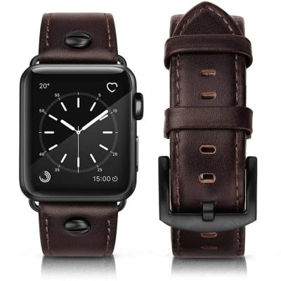 China Luxury and classic design male/female genuine leather watch band strap for apple watch for sale