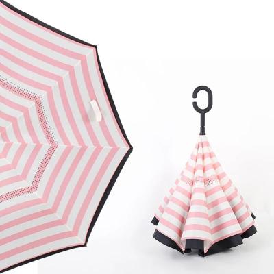 China 2018 Success Manual 210t Nylon With Black Often Red Coating Rain Reverse Umbrella for sale