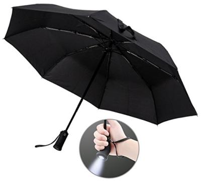 China Pongee Black 23 Inch 3 Times Promotional Advertising Led Umbrella Lights for sale