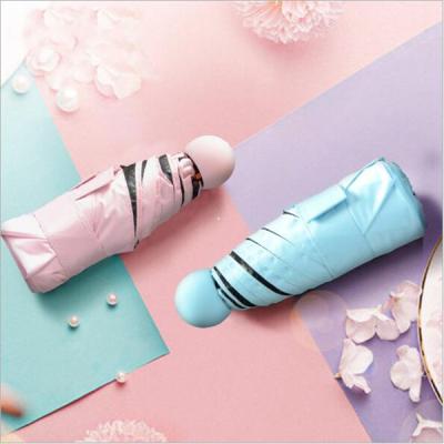 China Mini Capsule Umbrella 5 Sun/Rain Pocke Anti-UV Manual Portable Folding Women Umbrella for sale