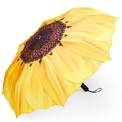 China Windproof Cloth 190T Nylon Sunflower Umbrella Manual Three Fold Opening And Sun Anti-ultraviolet Umbrella Closing for sale