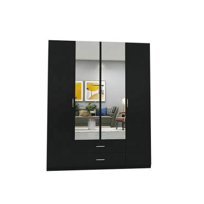 China (Other) Factory direct sale bedroom black door cabinet adjustable wardrobe closet cabinet with mirror for sale