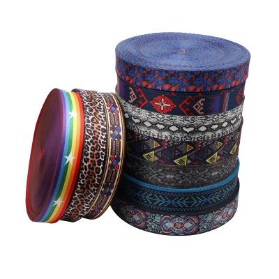 China High Tenacity Fashion Printed Ethnic Jacquard Webbing Custom Bags Strap Belt Ribbon DIY Textile Apparel Decor Sew Accessory Webbing for sale