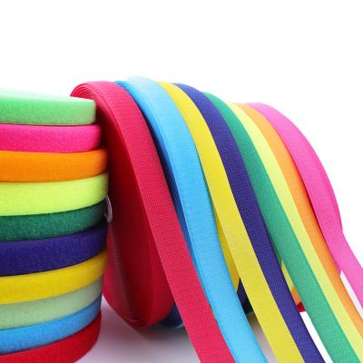 China Self Adhesive Custom 20mm 25mm Colorful 50mm Hook And Loop Fastener Tape For Shape Garment Shoes Cloth Diaper Bags Use for sale