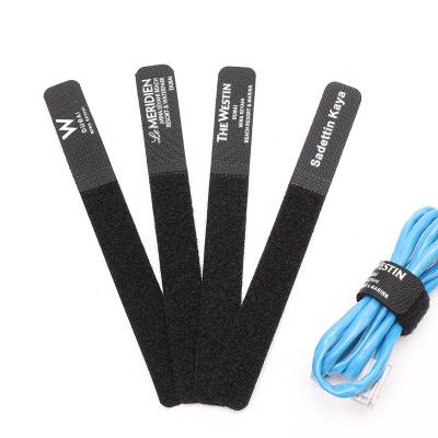 China Sustainable Customized Hook And Loop Logo Printed Cable Tie for sale