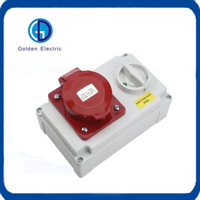 China 16A 5 Digits IP44 380V 3p N E Industrial Electrical Plug Socket with Lock and Switch for sale