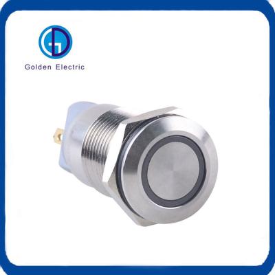 China Kleine metalen knopschakelaar 12 mm LED waterdicht plat rond Te koop