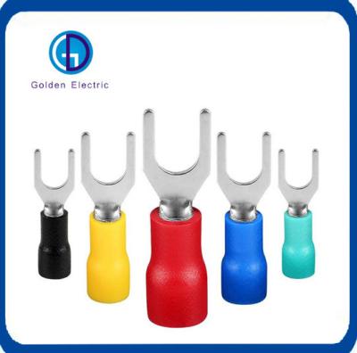 China Aanpassing Spade Terminal Fork Sv Block Plastic Solder Sleeve Geïsoleerde Cold End Terminal Crimp Draad Connectors Te koop