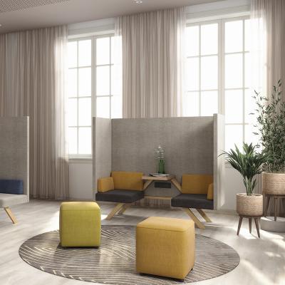 China Expandable Various Styles Customize Modular Fabric Reception Booth Sofa Meeting Office Sofa Pod With Wood Leg for sale