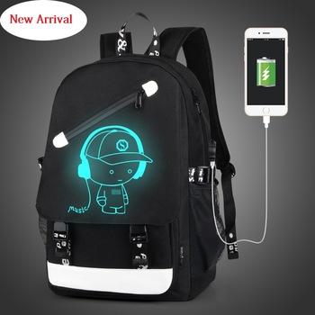 China Waterproof Hot Selling Custom USB Charging Bags For Men Backpack Luminous Anti Theft Laptop Backpack Animation Casual Travel Bag for sale