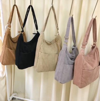 China New fashion hot sale one-shoulder corduroy anti-theft hot sale bag college style fashion diagonal tote bag for sale