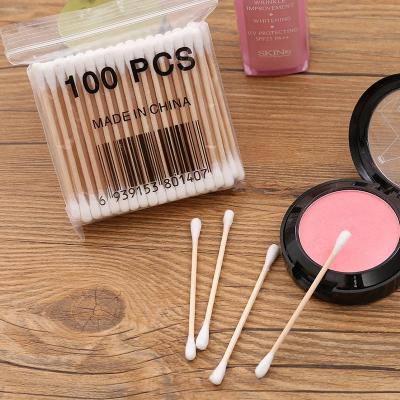 China 100Pcs/bag Disposable Double Head Cotton Swab Beauty Makeup Tools Ear Sniff Double Head Cotton Buds Cleaner for sale