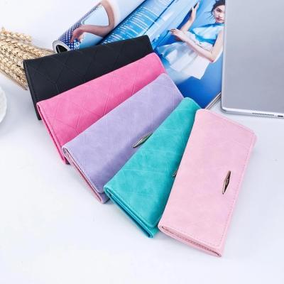 China Latest Waterproof Fashion Women's Wallet Solid 19*9cm Coin Purse Female 2 Times Long Wallet Card Pack for sale