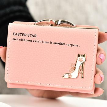 China 2019 new style women's short wallet waterproof multifunctional purses invent purse high heels decoration purse for sale