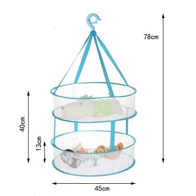 China Folding Double Layers Mesh Laundry Basket Clothes Dryer Net Foldable Laundry Sweater Hanging Basket for sale