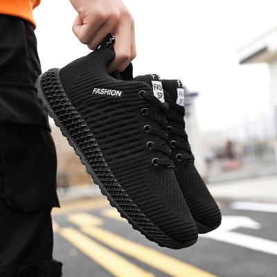 China Korean version of 2019 summer new artificial men's PU shoes of the trend of men's flying woven breathable shoes running sports shoes wholesale for sale