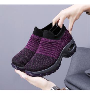 China Fashion\comfortable\durable large size women's shoes,air cushion,flying woven set of sneakers fashion rocking shoes sneakers for sale