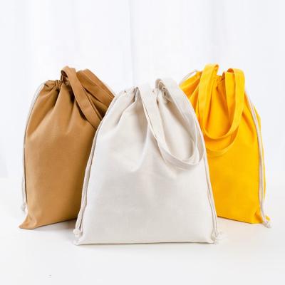 China Factory direct wholesales eco-friendly reusable fashion canvas cotton fabric tote bag with drawstring for sale