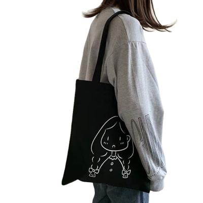 China Custom Canvas Bag Black Handle Canvas Bag Cotton Canvas Tote Bag Cotton Handled for sale