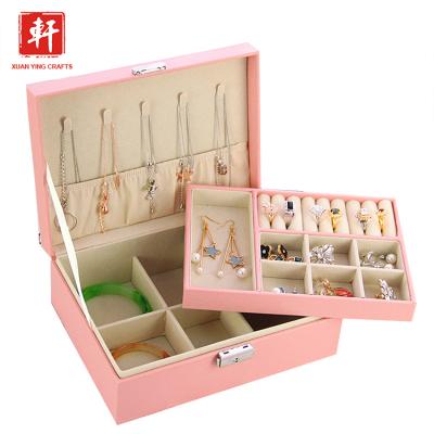 China Customized high quality paper packaging reusable with lock storage jewelry box and mirror for sale