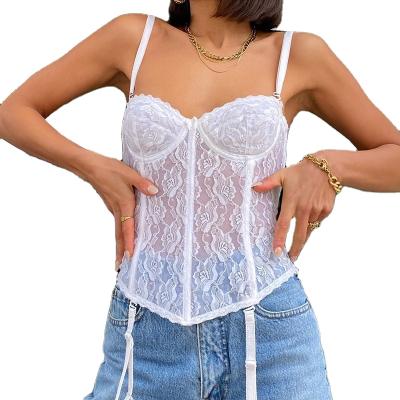 China Europe and America2021Summer news fashionable women's clothing anti-pilling backless lightweight transparent thin sling collar adjustment bottoming small vest for sale