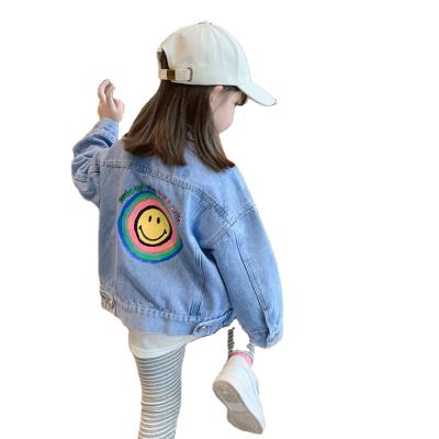 China Autumn style children's jacket2021New Korean style children's jacket2021New spring jacket spring face smile face middle and big children lit up for sale