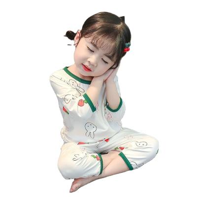 China Modal baby girls pajamas suit2021New breathable cute thin children's half sleeve air conditioning clothes homewear for sale