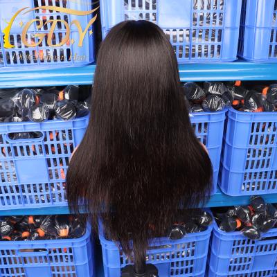 China GDY 2022 Beautiful Straight T-part Wig Virgin Hair Extensions Weaves Full End 180% Peruvian 18 iches 1B T-part Wigs For Women for sale