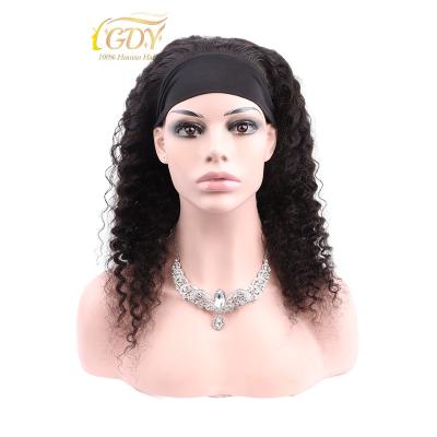 China Wholesale Cheap Deep Wave 20 Inches Deep Wave Wigs 100% Hair 1B Virgin Glueless Deep Wave Wigs Headband Glueless For Black Women for sale