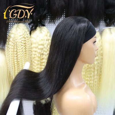 China Good Quality 10-30 Inch Good Quality 10-30 Inch Straight Virgin Human Hair 1B Hair Extensions Sports Headband Straight Wigs GDY Weaves And Wigs for sale