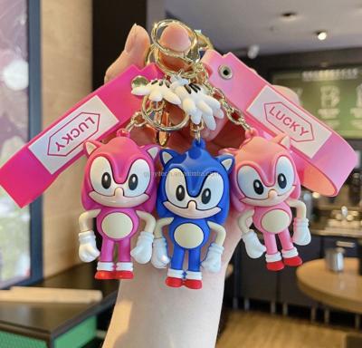 China Fasionable HOT SALE PVC Keychain Anime Character Creative Comic Sonic Keychain Llavero Cute Cartoon 3D Soft Rubber Key Chain for sale