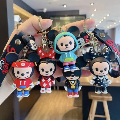 China Fasionable New Arrival Disney Character Soft Key Chain Creative Mickey Minnie Keychain Cute 3D PVC Cartoon Figures Rubber Key Chain for sale