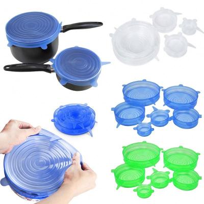 China Non Refillable Non Spill 6 Pcs/Reusable Silicone Cover Cap Set Food Grade Universal Silicone Lids For Cookware Bowl Stretch Lids Kitchen Tools for sale