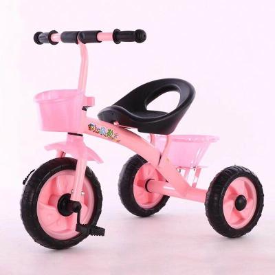 China Factory price wholesale cheap multi color hot sale aluminum alloy three wheels kids pedal tricycle with basket for sale