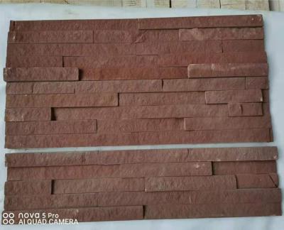 China Contemporary Red Sandstone Garden Culture Wall Stack Stone Panel Veneer Tile for sale