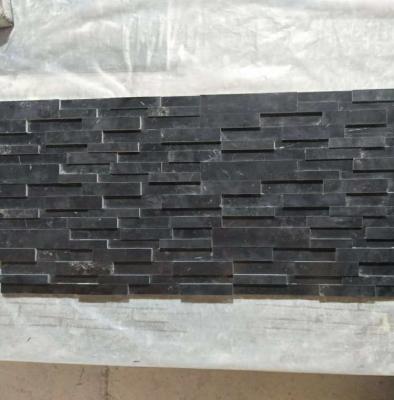 China Shaolin Traditional Black Limestone 3D Stone Veneer Cladding Panel / Stone Wall for sale