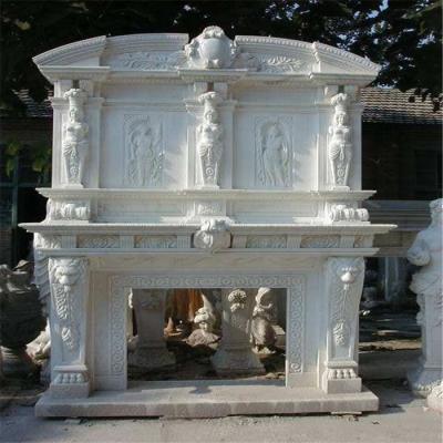 China Modern TV Stand With Fireplace Mantel Marble Fireplace Stone for sale