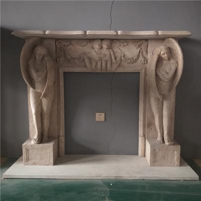 China Modern Contemporary Hand Carved Cheap Marble Frame Fireplace Mantel Fireplace Mantel Frame for sale