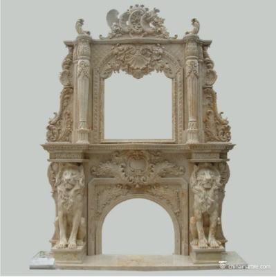 China Modern lion fireplace / fireplace mantel with lion / marble fireplace for sale