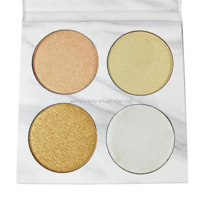 China Wholesale Custom Waterproof No Label 4 Color Vegan Face Pressed Powder Shimmer Powder Highlighter Bar Palette for sale