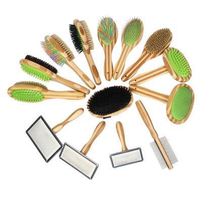 China Stocked Factory Wholesale Custom Logo Zebra Bamboo Cat Grooming Products Dog Pet Hair Grooming Comb Brush for sale