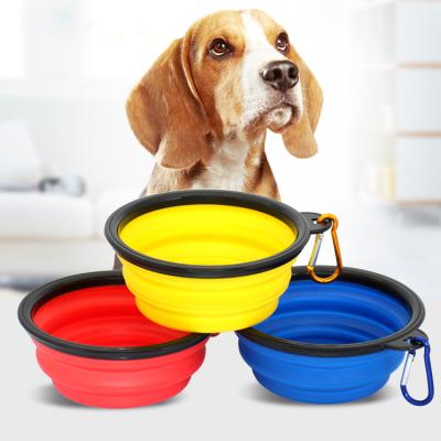 China Sustainable Amazon new hot portable outdoor travel folding pet dog and cat 2 in 1 food water cup feed bowl feeder for pet dogs cats for sale