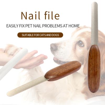 China Sustainable High-grade wooden handle metal pet grooming accessories cat and dog grinding claws nail clipper nail file for pet dogs and cats for sale